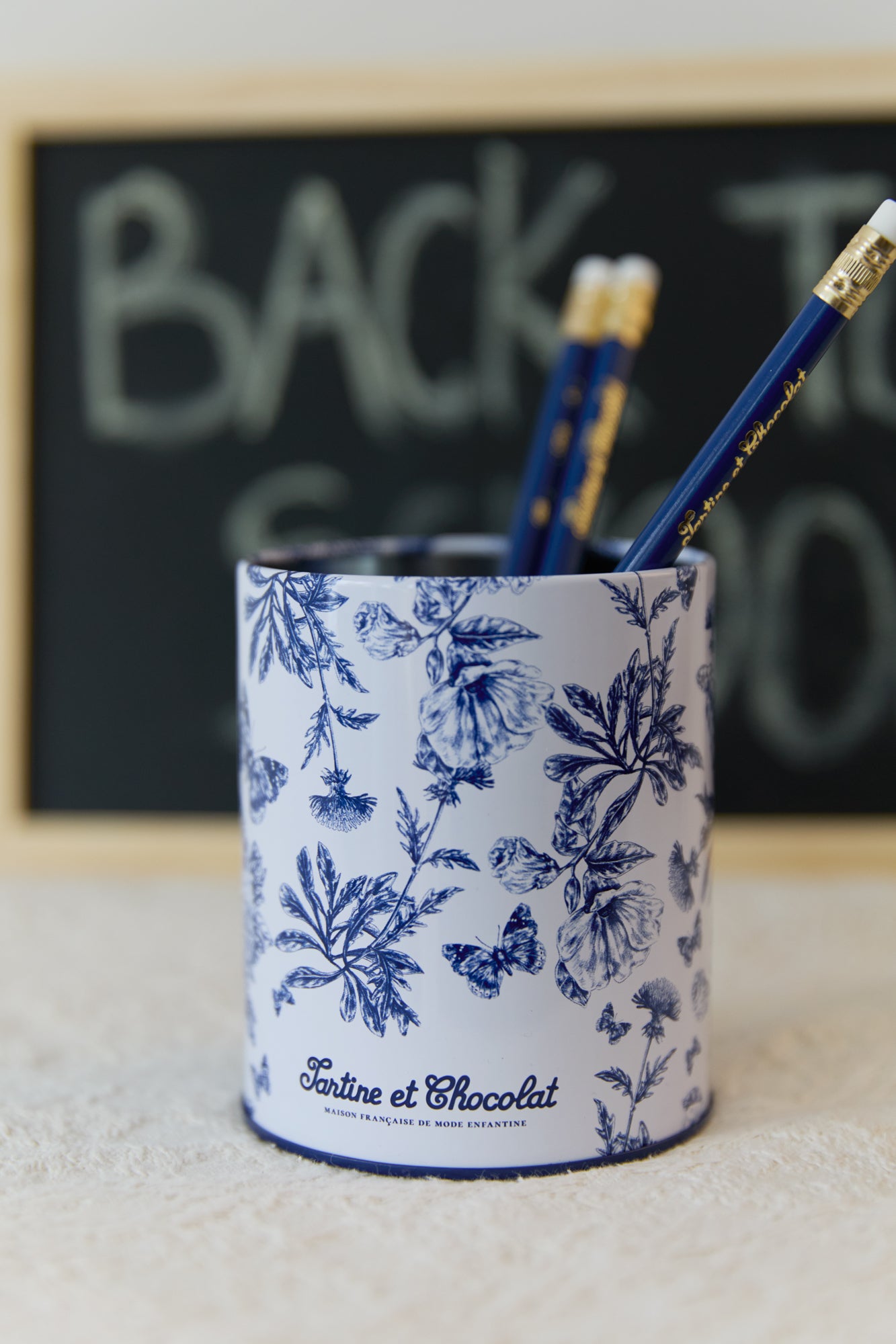 Pencil pot - Blue Print inspiration Toile de Jouy