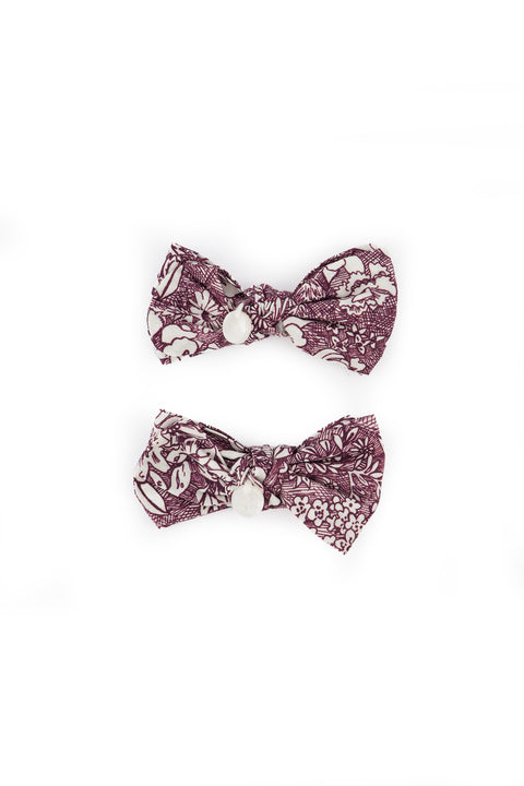 Barrette - Tissu liberty aubergine - Image principale