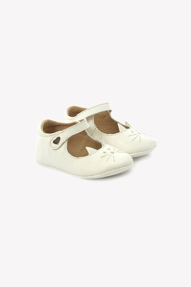 Chaussons - Cuir Chat Ecru - Image principale