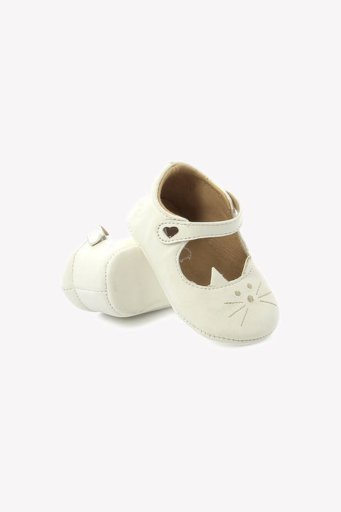 Chaussons - Cuir Chat Ecru - Image principale