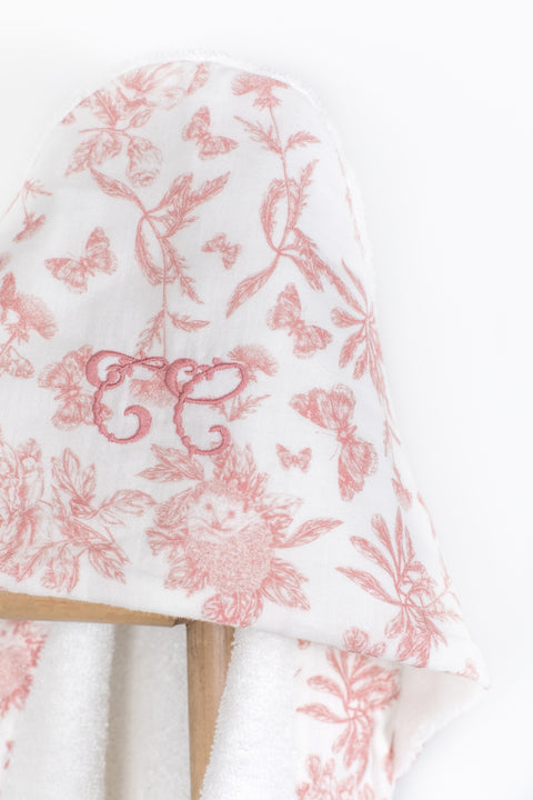 Cape de bain - Imprimé inspiration Toile de Jouy rose - Image principale