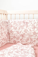 Tour de lit - Imprimé inspiration Toile de Jouy rose