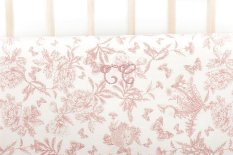Tour de lit - Imprimé inspiration Toile de Jouy rose - Image principale