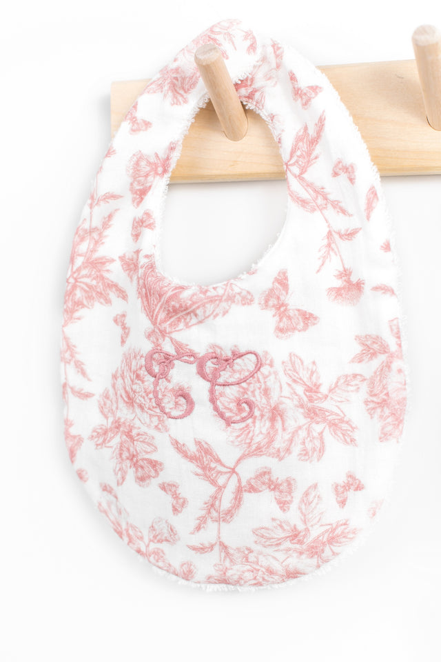 Babero - Estampado inspiración Toile de Jouy Rosa T1 - Image principale