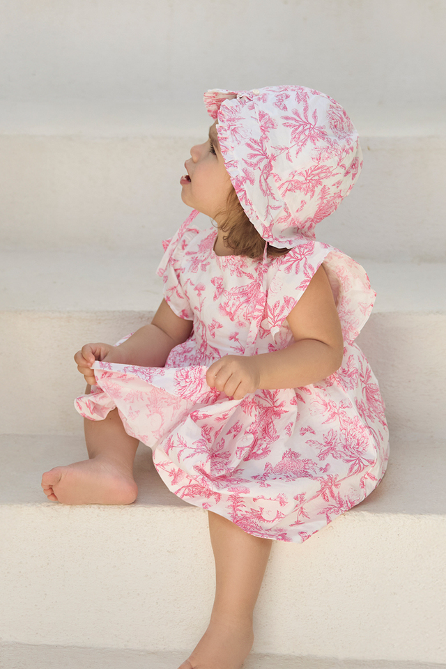 Bob - Rose coton imprimé inspiration toile de jouy - Image principale