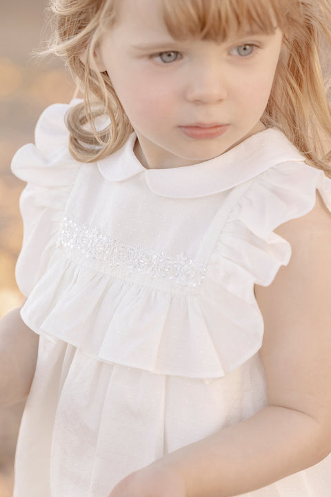 Robe - Ecru col claudine - Image principale