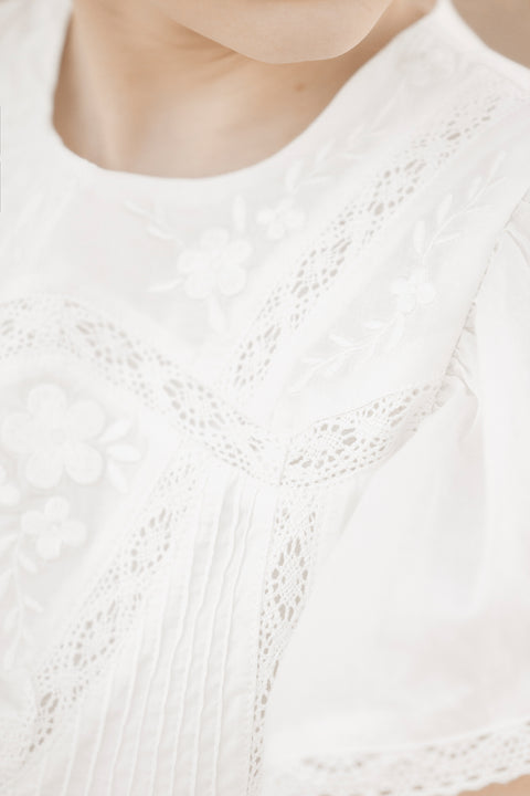 Robe - Blanc coton dentelle - Image principale