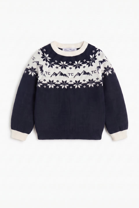Pullover - Marineblau Wolle jacquard Pyrenex Tartine et Chocolat - Image principale