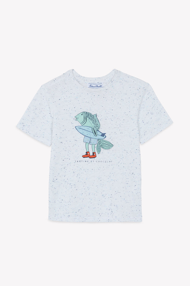 T-Shirt - Aqua Illustration Surferfisch - Image principale