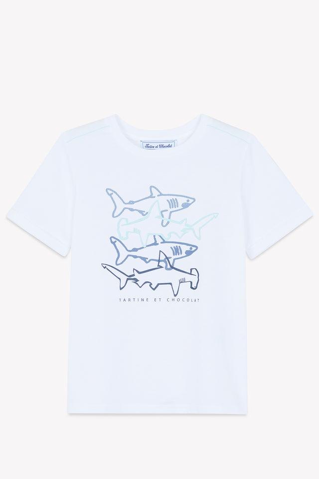 T-Shirt - Weiss Illustration Haie - Image principale
