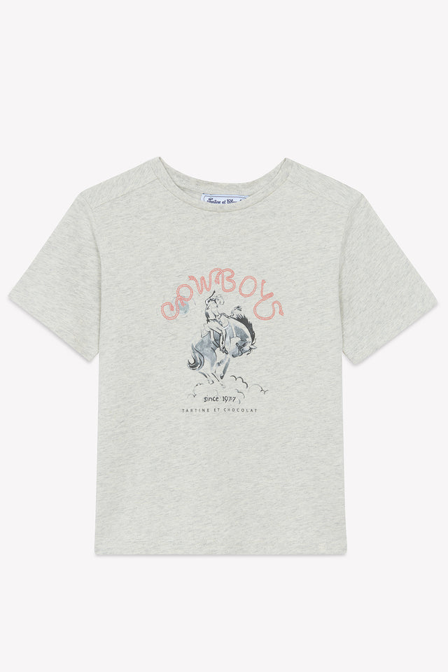 T-shirt - Light grey heather Illustration cowboy - Image principale