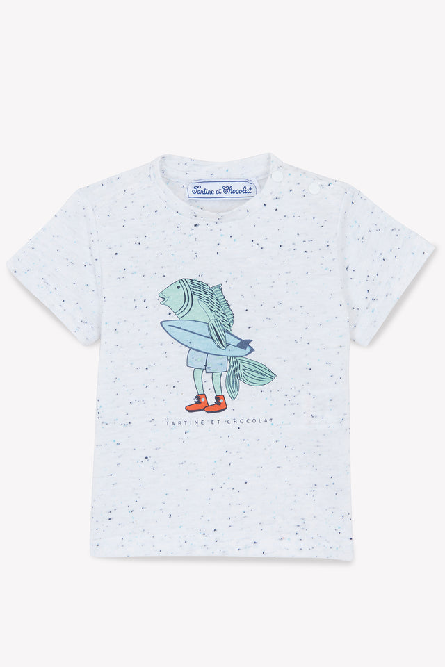 T-Shirt - Aqua Illustration Surferfisch - Image principale