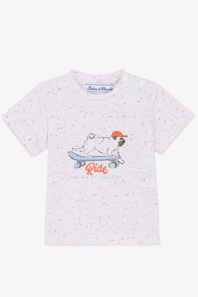 T-shirt - Rosso speziato Illustrazione cane pattinatore - Image principale