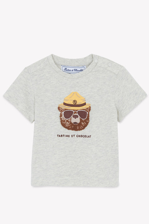 Camiseta - Gris brezo Ilustración oso explorador - Image principale