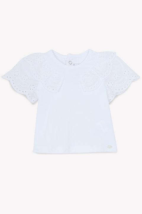 Camiseta - Blanco bordado ingles - Image principale
