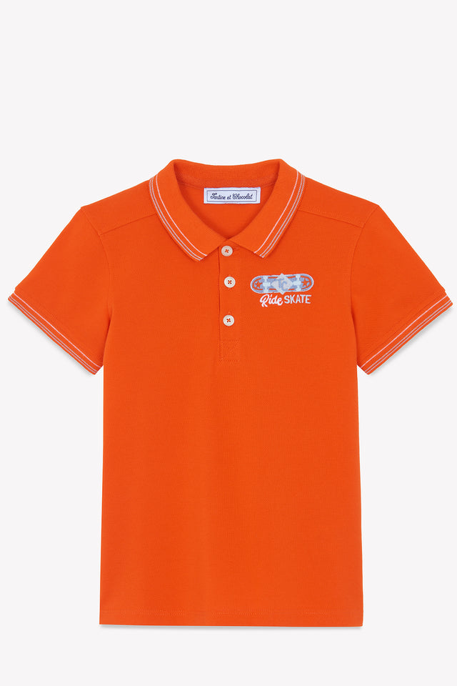 Poloshirt - Würziges Orange Strickwaren gestochen - Image principale
