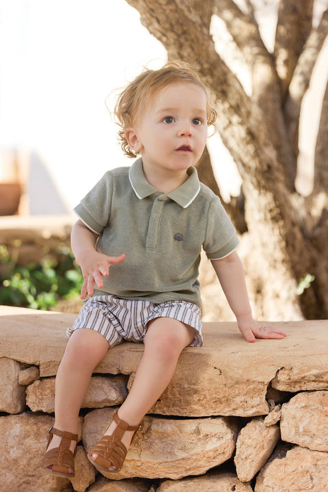 Polo shirt - Green fern Knitwear sponge - Image principale