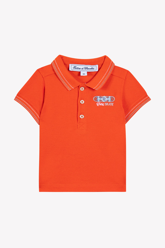 Poloshirt - Würziges Orange Strickwaren gestochen - Image principale