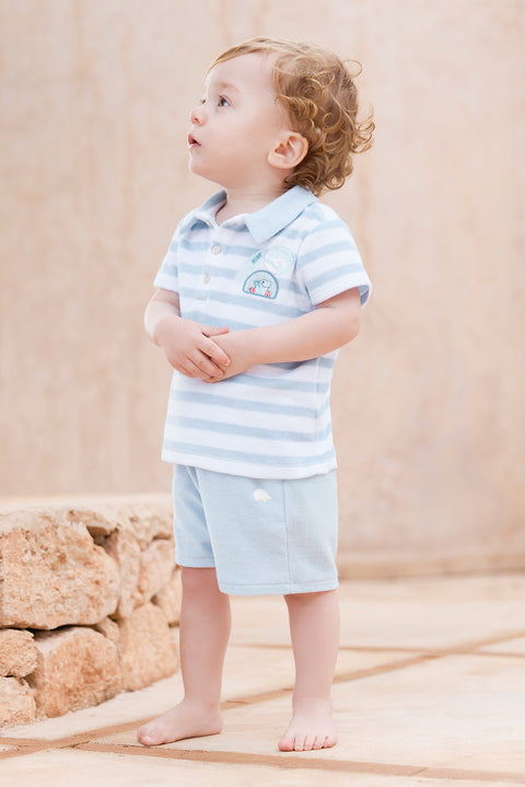 Short - Blue washed Knitwear sponge - Image principale