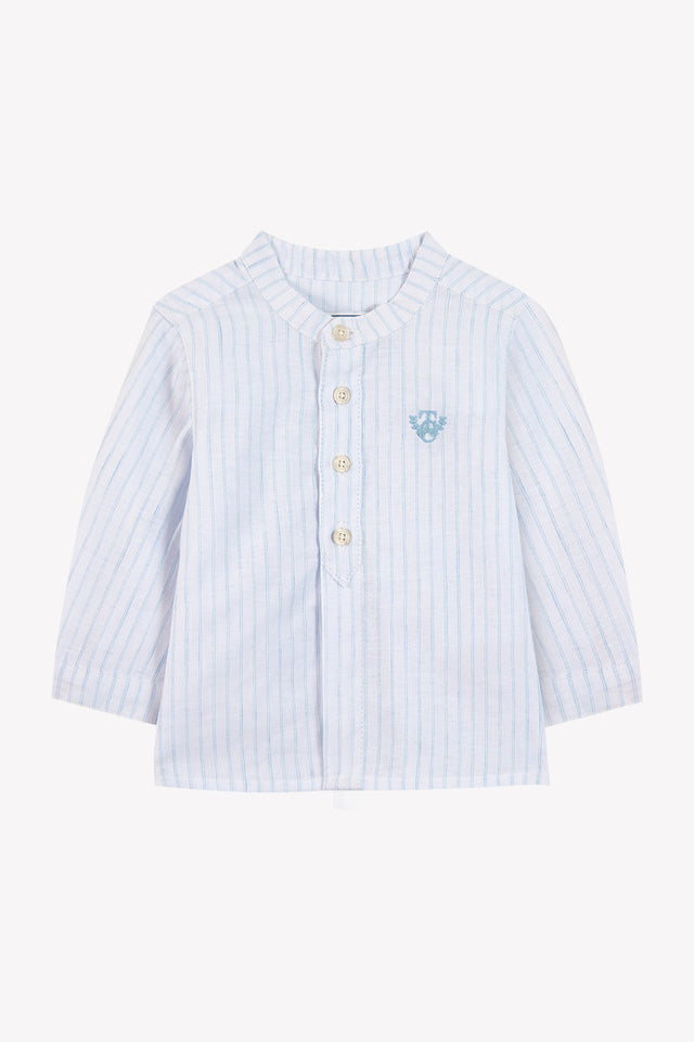 Camisa - Cielo Lino Rayas Cuello mao - Image principale