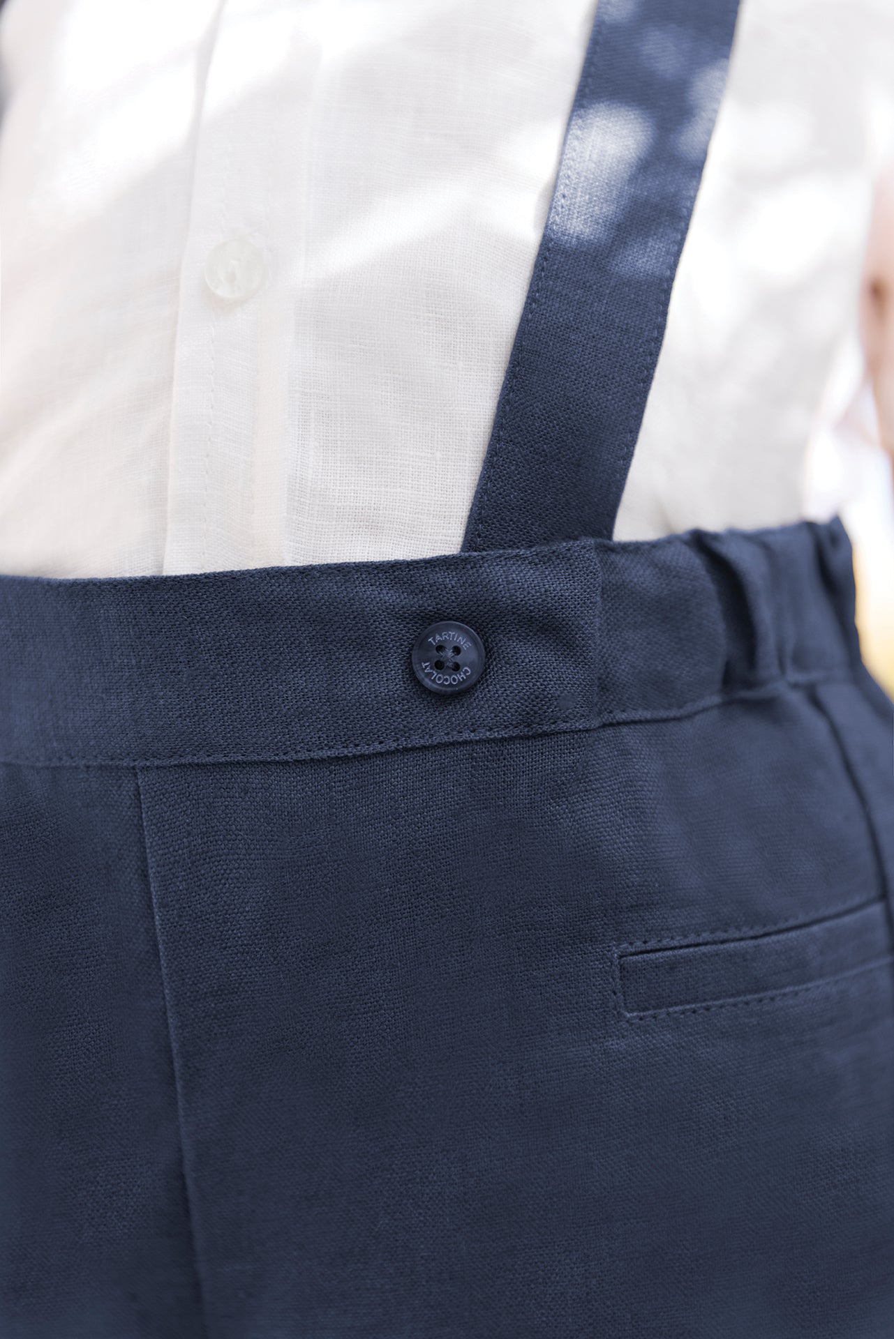 Short - Navy Linen Braces