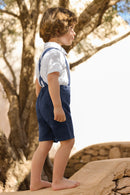 Short - Navy Linen Braces