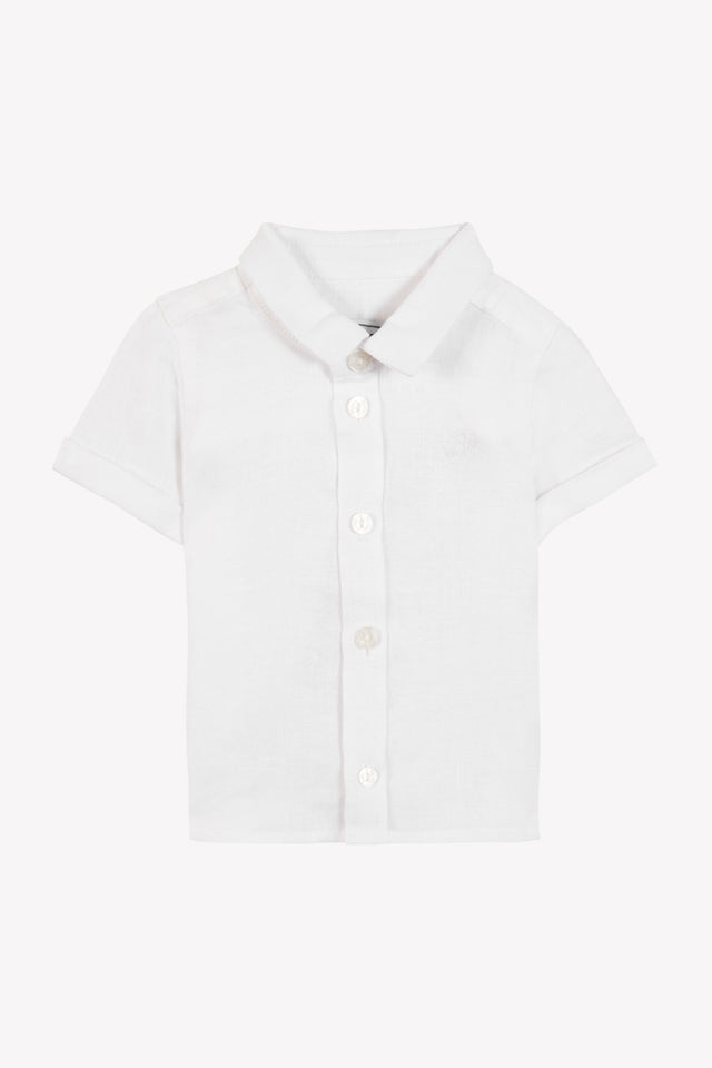 Camisa - Blanco Lino mangas cortas - Image principale
