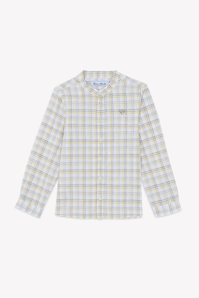 Shirt - Grün Farn Karo Stehkragen - Image principale