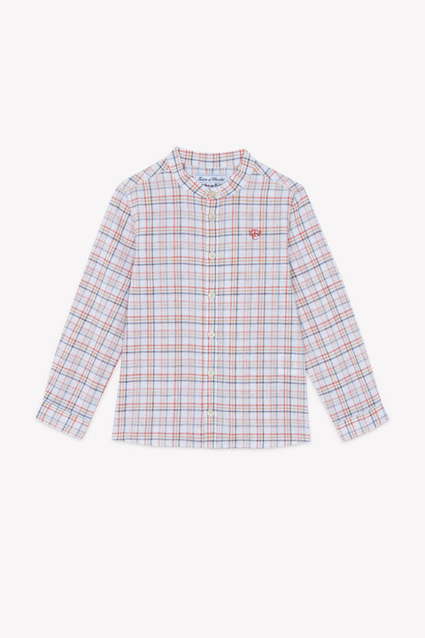 Chemise - Rouge carreaux col mao - Image principale