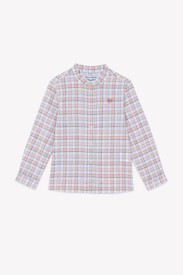 Shirt - Rot Karo Stehkragen - Image principale