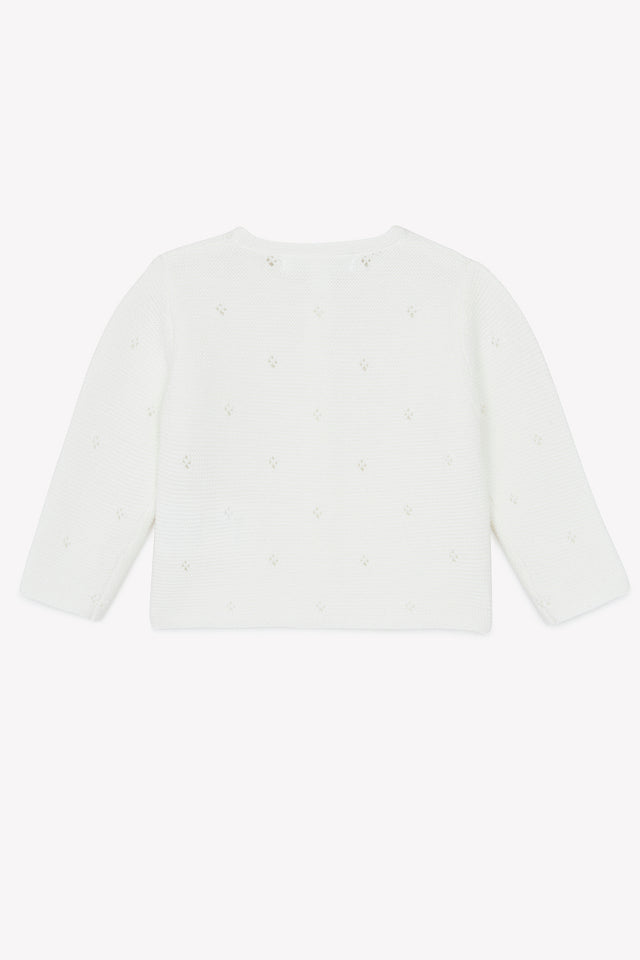 Strickjacke - Weiss Strickwaren durchbrochen - Image principale