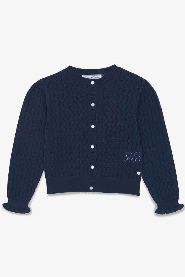 Strickjacke - Marineblau Strickwaren durchbrochen - Image principale