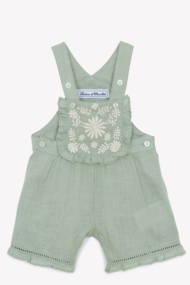 Dungaree - Green sage Linen Embrodery - Image principale