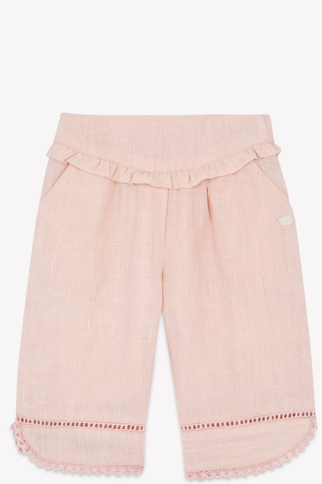 Pantaloni - Dettagli traforati in lino peonia - Image principale