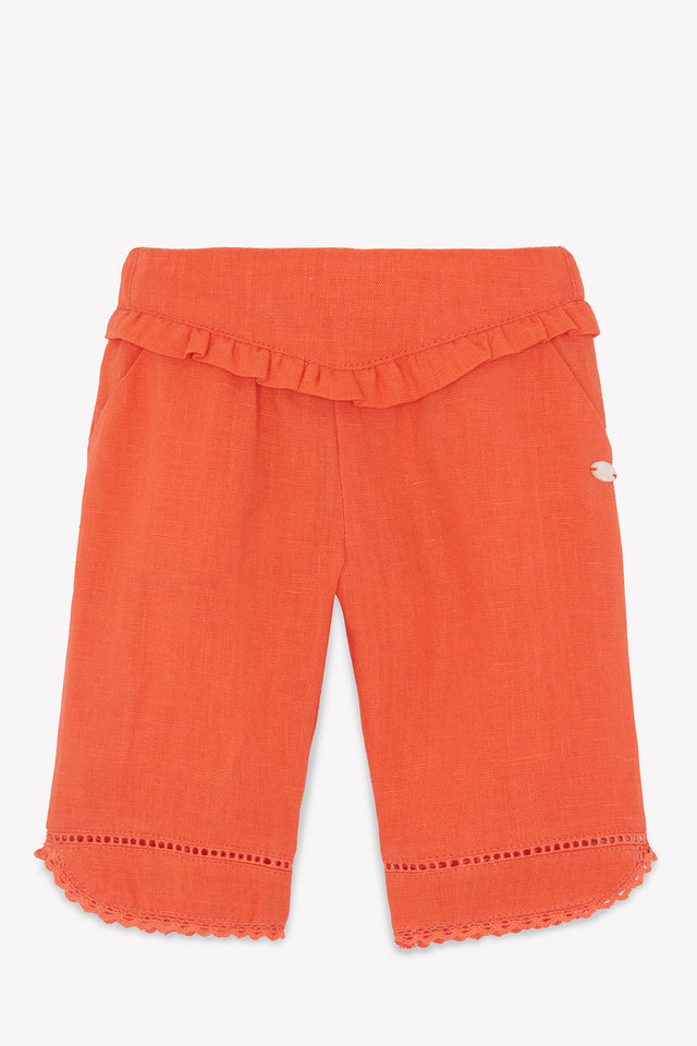 Pantalon - Coquelicot lin détails ajourés - Image principale