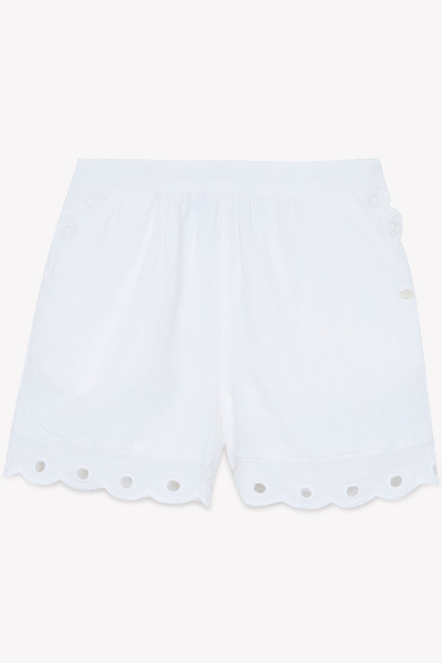 Short - Blanc lin détails ajourés - Image principale