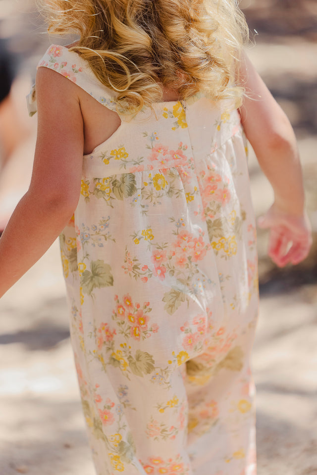 Combinaison longue - écru lin imprimé fleuri - Image principale