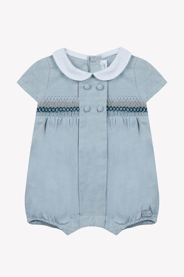Jumpsuit short - Blue celestial Linen Embroideredth - Image principale