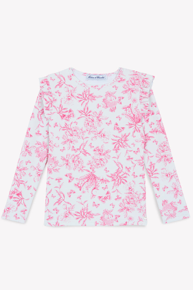 T-shirt bath - Pink lively Print inspiration Toile de Jouy - Image principale