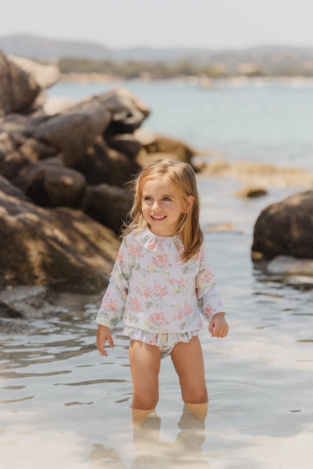 T-shirt de bain - écru imprimé fleuri - Image principale