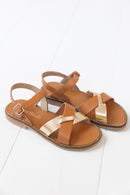 Sandales - Cuir camel et or