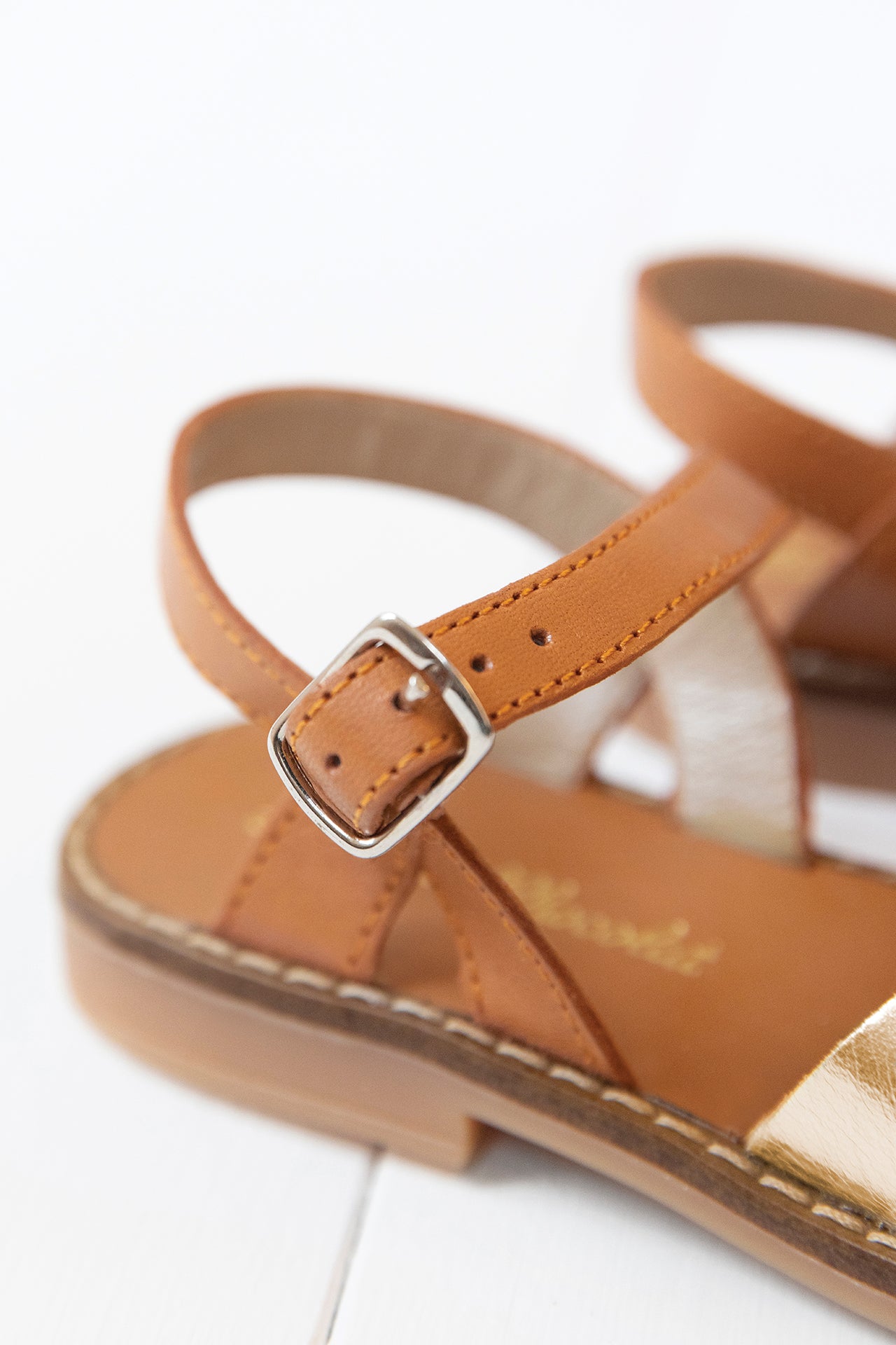 Sandales - Cuir camel et or