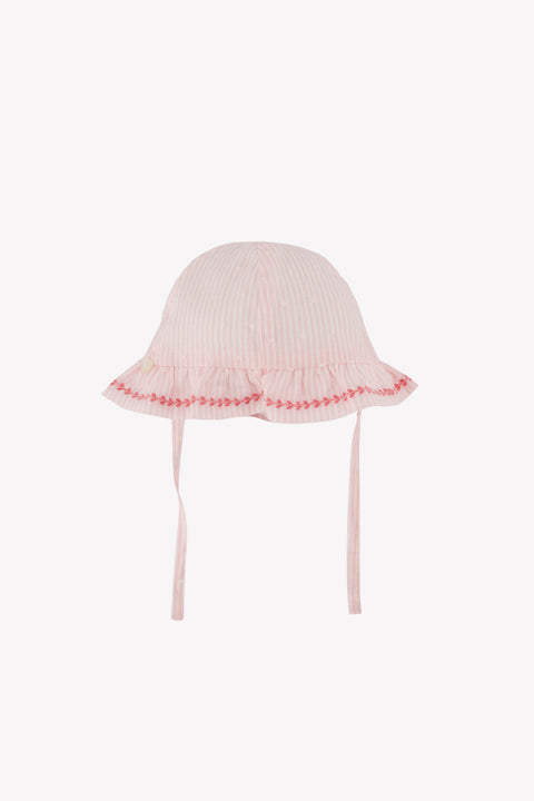 Cappellino a secchiello - Rosa pallido a righe in tessuto leggero - Image principale