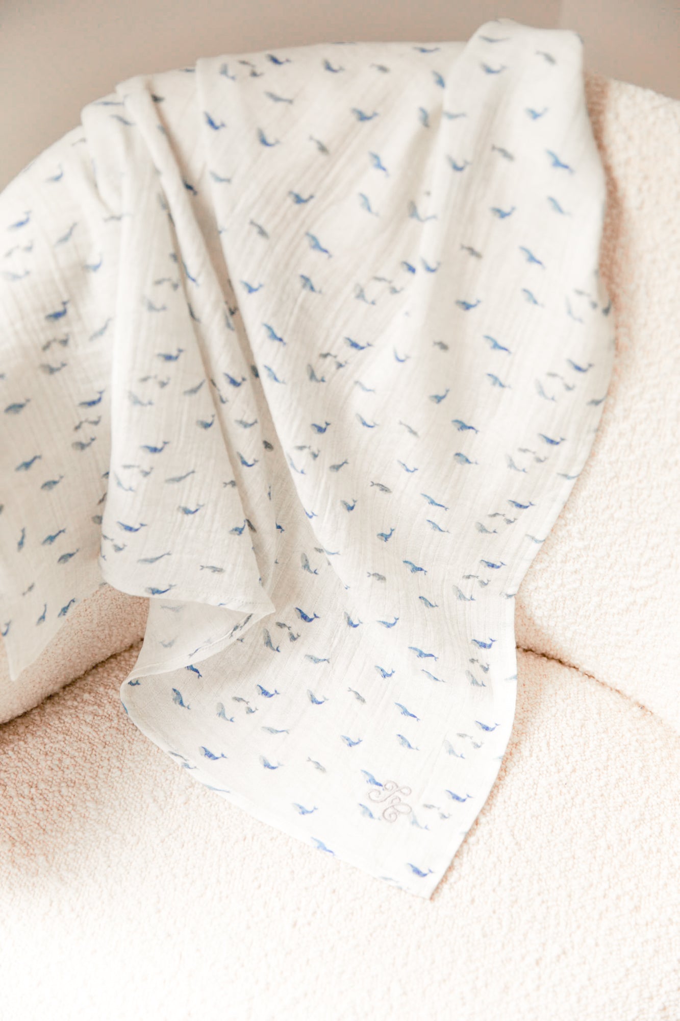 Lange - Blanc motif baleines