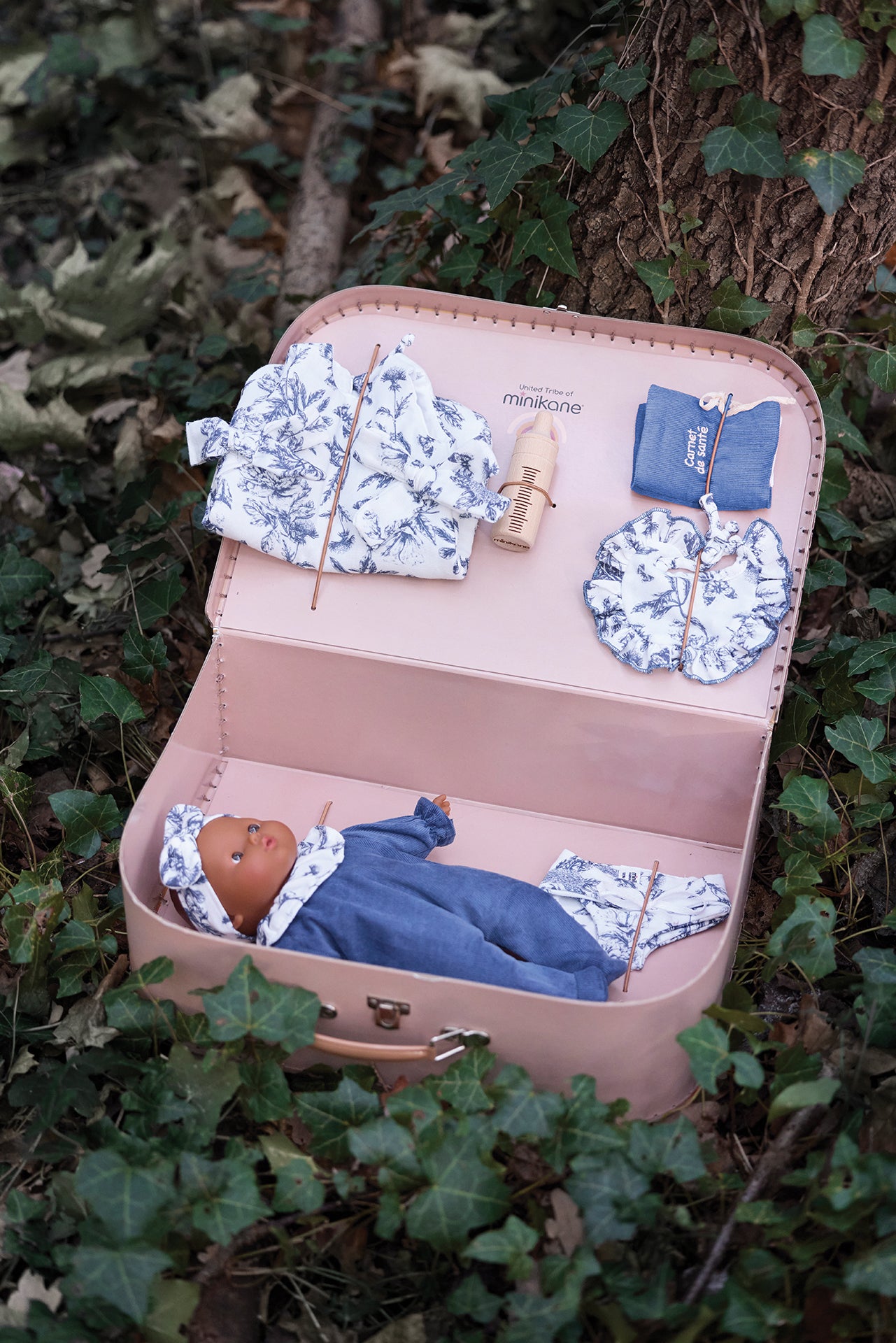 Maleta Sidonie - Minikane x Tartine et Chocolat Toile de Jouy Azul