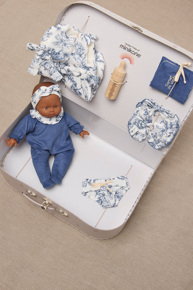 Valigia Sidonie - Minikane x Tartine et Chocolat Toile de Jouy Blu - Image principale