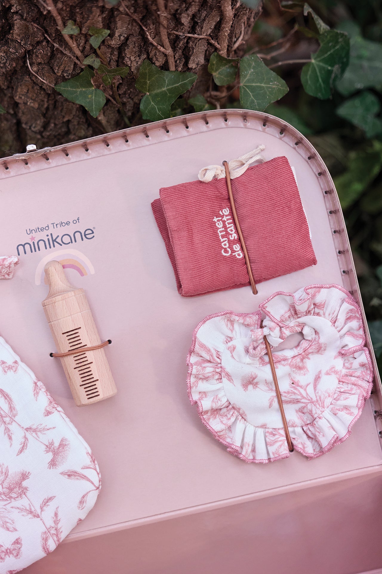 Maleta Sidonie - Minikane x Tartine et Chocolat Toile de Jouy Rosa