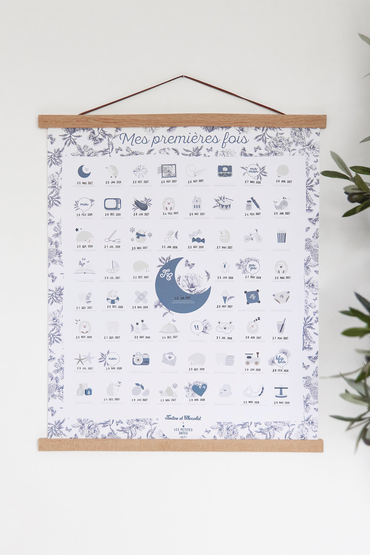 Customizable Poster Print Toile de Jouy Blue - Little Dates x Tartine et Chocolat