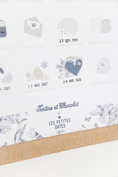 Poster stampato personalizzabile Toile de Jouy Blu - Piccoli appuntamenti x Tartine et Chocolat - Image principale