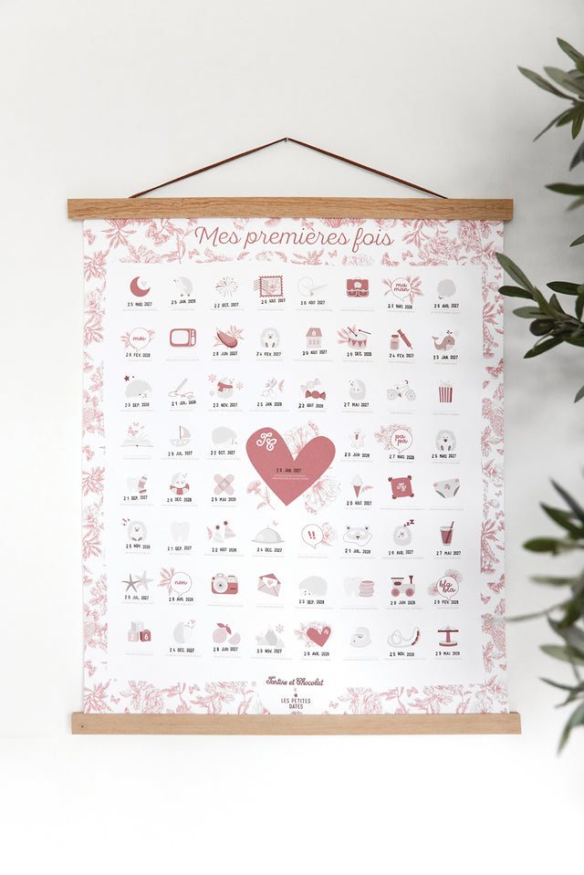 Poster stampato personalizzabile Toile de Jouy Rosa - Piccoli appuntamenti x Tartine et Chocolat - Image principale